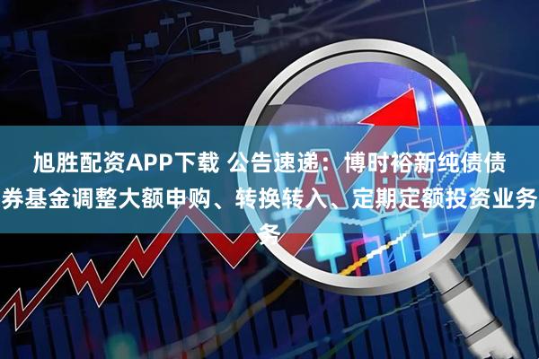 旭胜配资APP下载 公告速递：博时裕新纯债债券基金调整大额申购、转换转入、定期定额投资业务
