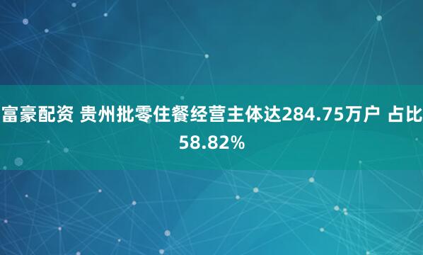 富豪配资 贵州批零住餐经营主体达284.75万户 占比58.82%